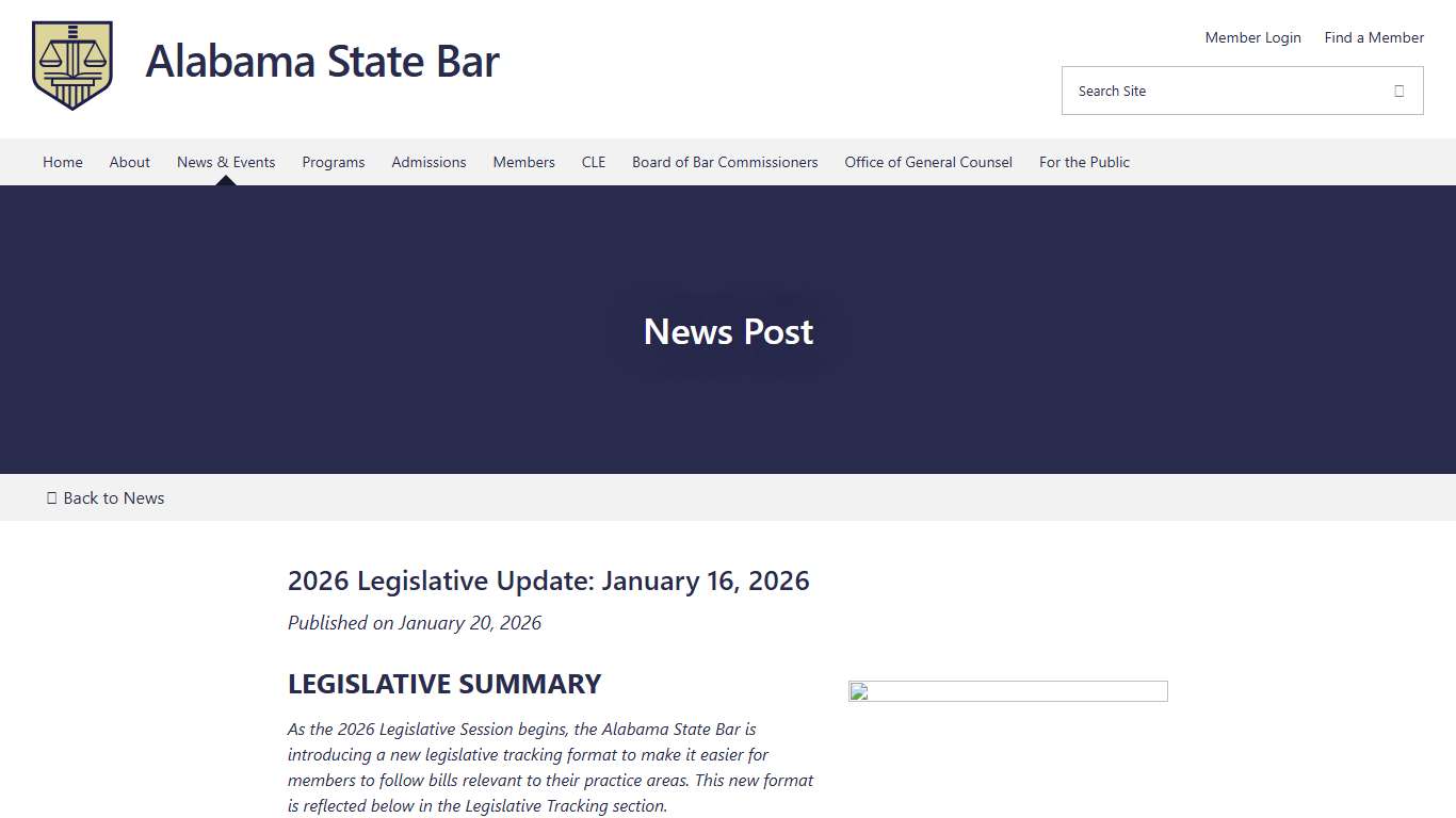 2026 Legislative Update: January 16, 2026 Alabama State Bar